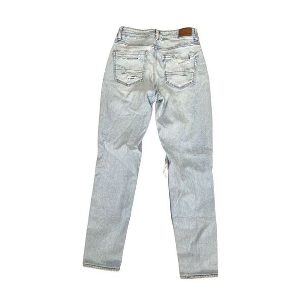American Eagle Strigid Mom Jean Ripped Distressed Light Wash Denim High Rise 0 - Picture 3 of 14